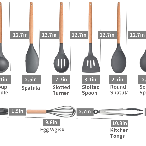 12 Pcs Silicone Cooking Utensils Set With Bucket