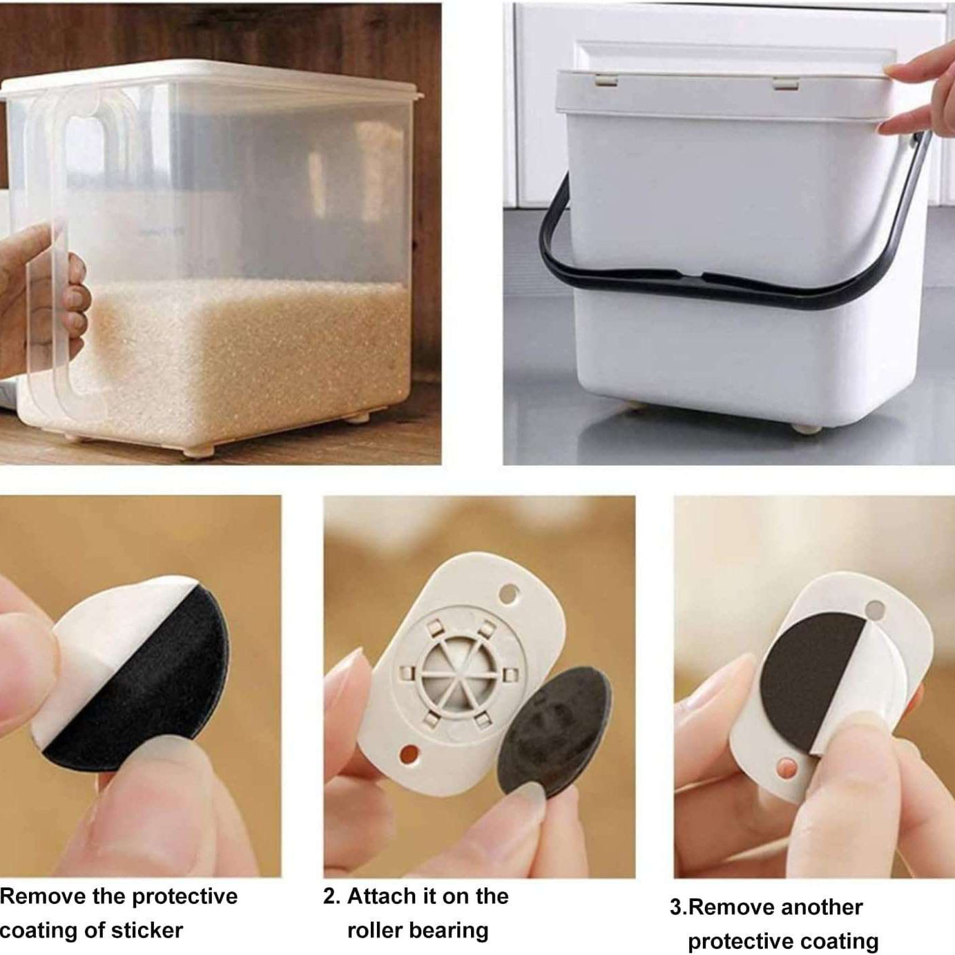Self Adhesive Caster Wheels,Stainless Steel Mini Swivel Caster Wheels with 360 Degree Rotation Sticky Pulley for Furniture Storage Boxes