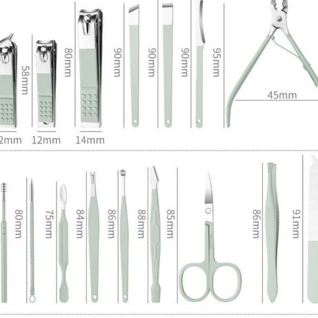 16 PCs Nail Clipper Manicure & Pedicure Kit
