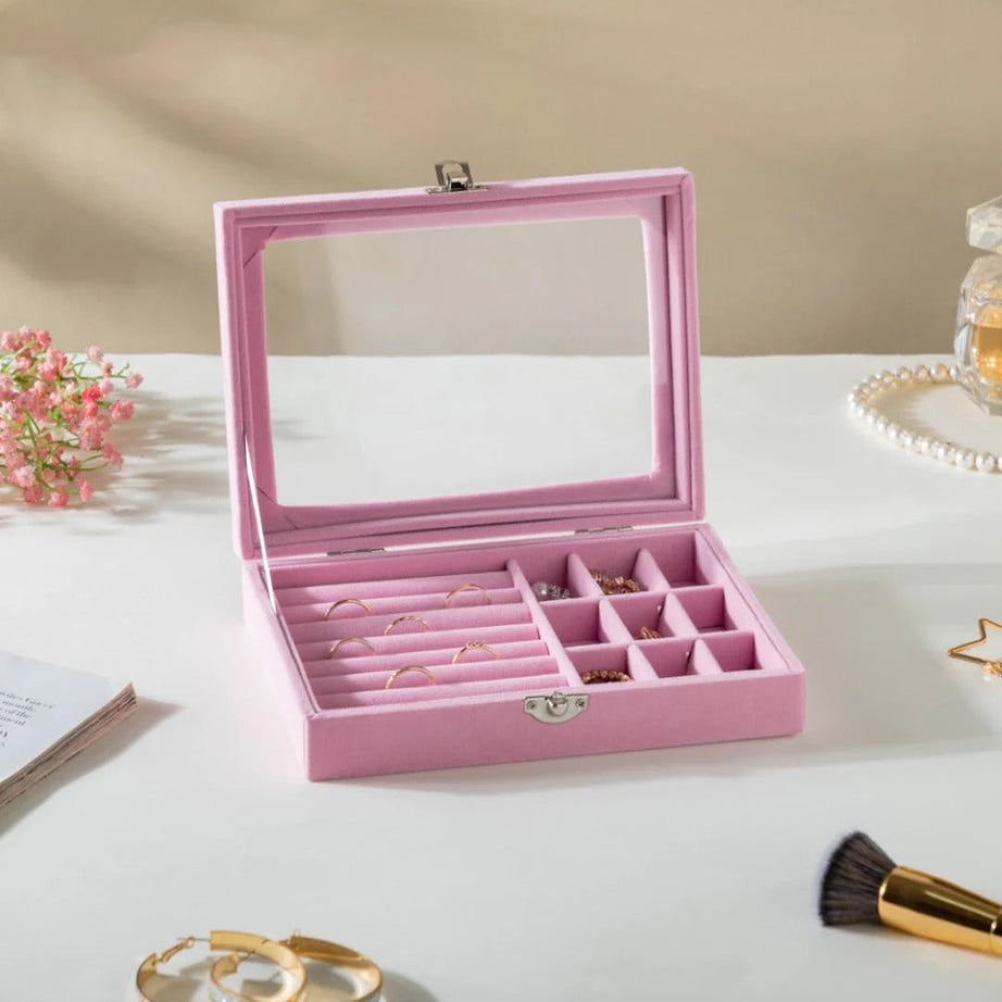 Jewelry Organizer Display Storage Box & Glass