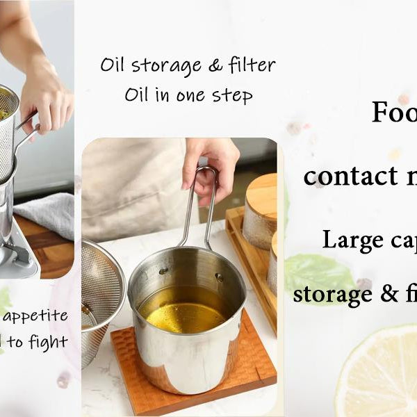 Deep Frying Strainer and Oil Basket With Fryer Tong