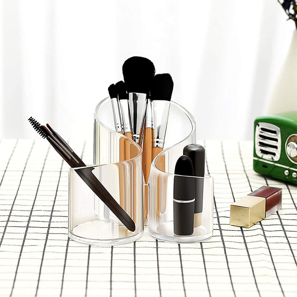 Transparent 3 Grid Makeup Brush Holder