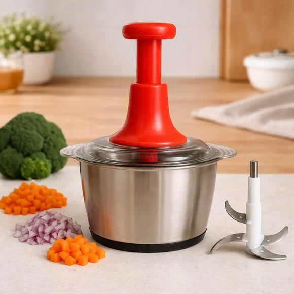 2 Litre Premium Push Chopper – Stainless Steel