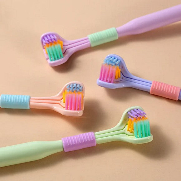 2 PCS Triple Sided Toothbrush Soft Bristles