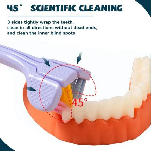 2 PCS Triple Sided Toothbrush Soft Bristles