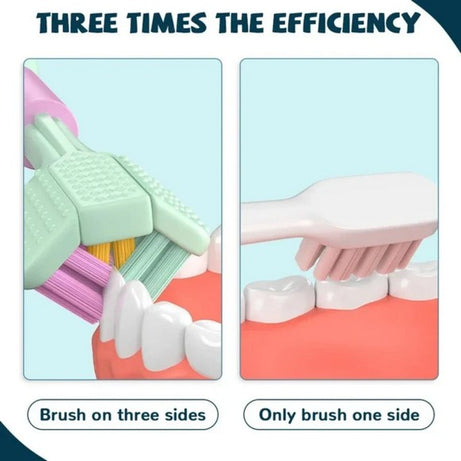 2 PCS Triple Sided Toothbrush Soft Bristles