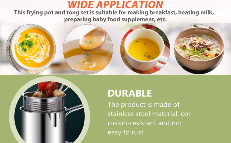 Deep Frying Strainer and Oil Basket With Fryer Tong