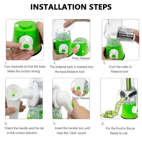 3 In 1 Manual Rotary Vegetable Drum Cutter