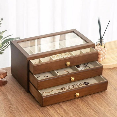 3 Layer Wooden Jewelry Organizer