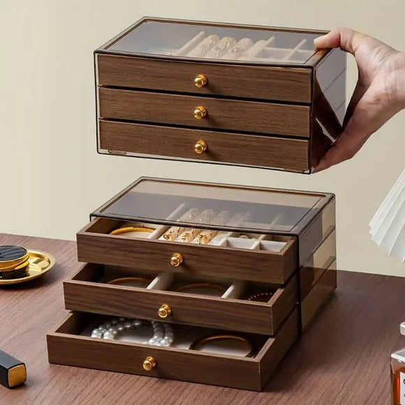 3 Layer Wooden Jewelry Organizer