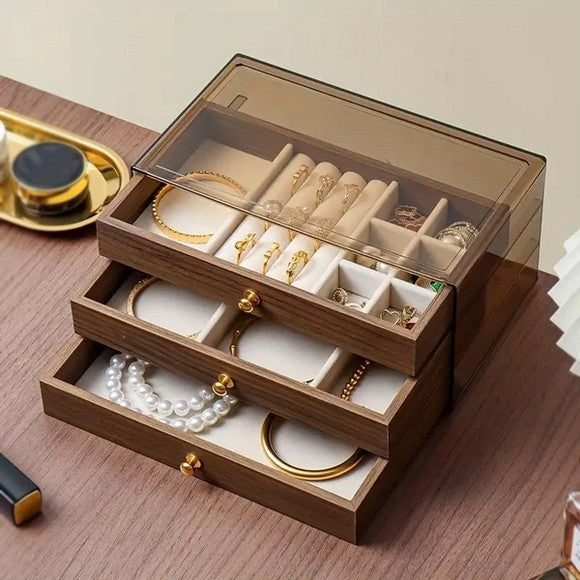 3 Layer Wooden Jewelry Organizer