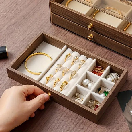 3 Layer Wooden Jewelry Organizer