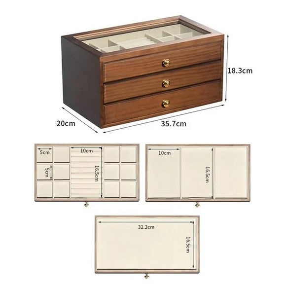 3 Layer Wooden Jewelry Organizer