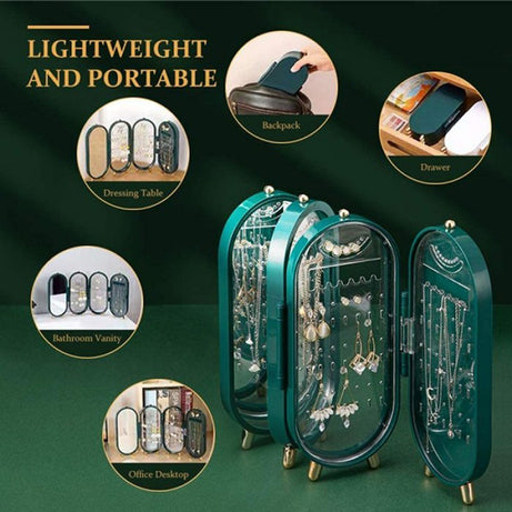 4 Doors Foldable Jewelry Organizer With Mirror