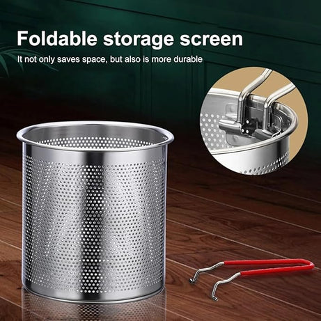 Deep Frying Strainer and Oil Basket With Fryer Tong