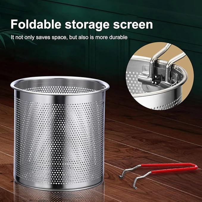 Deep Frying Strainer and Oil Basket With Fryer Tong