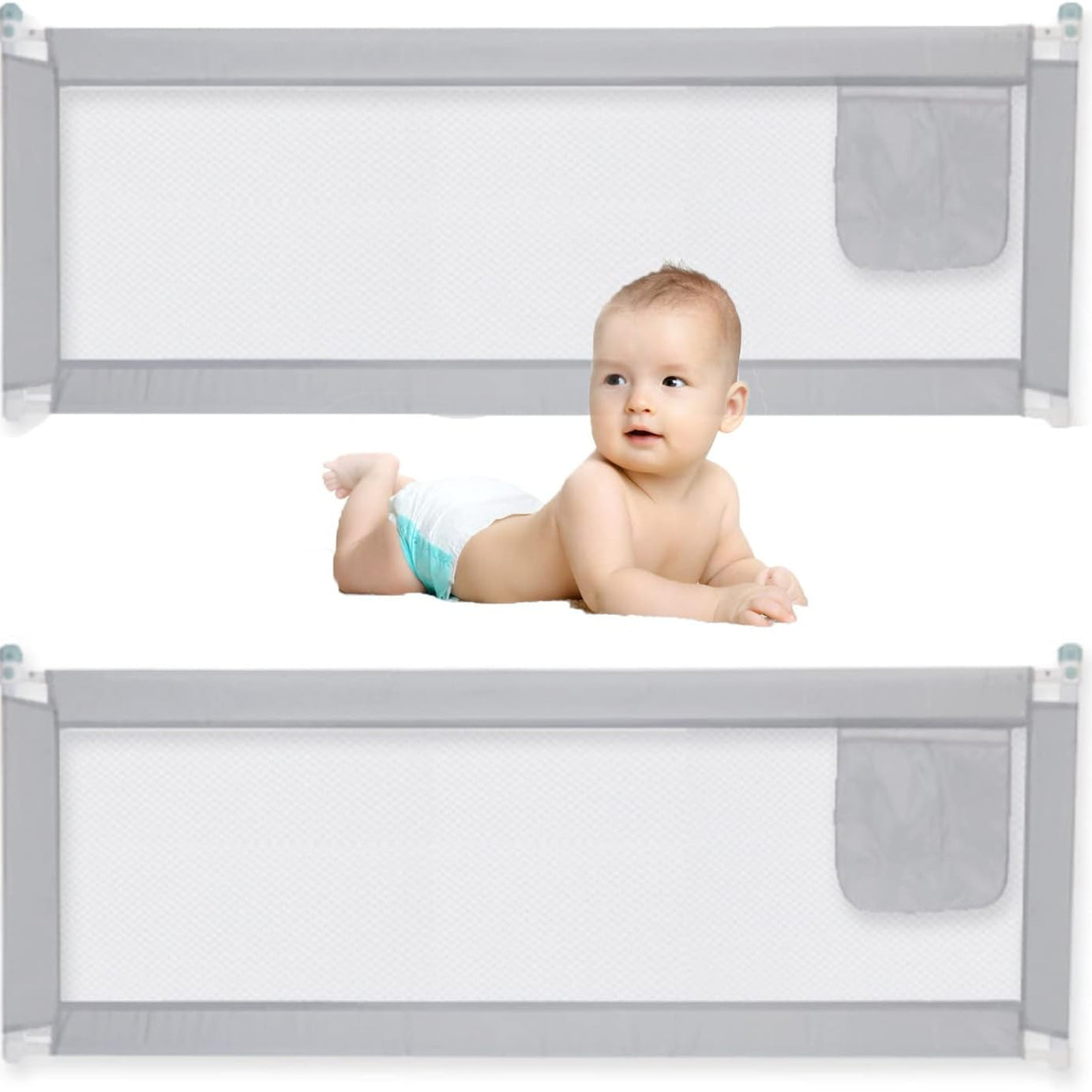 Adjustable Foldable Baby Bed Rail Guard (1 Piece)