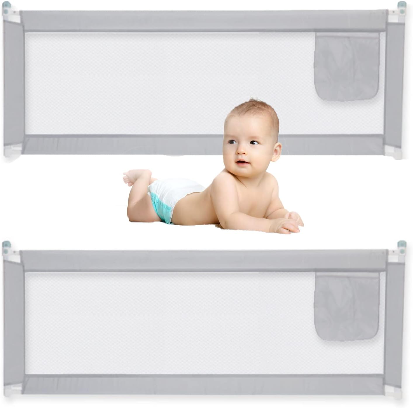 Adjustable Foldable Baby Bed Rail Guard (1 Piece)