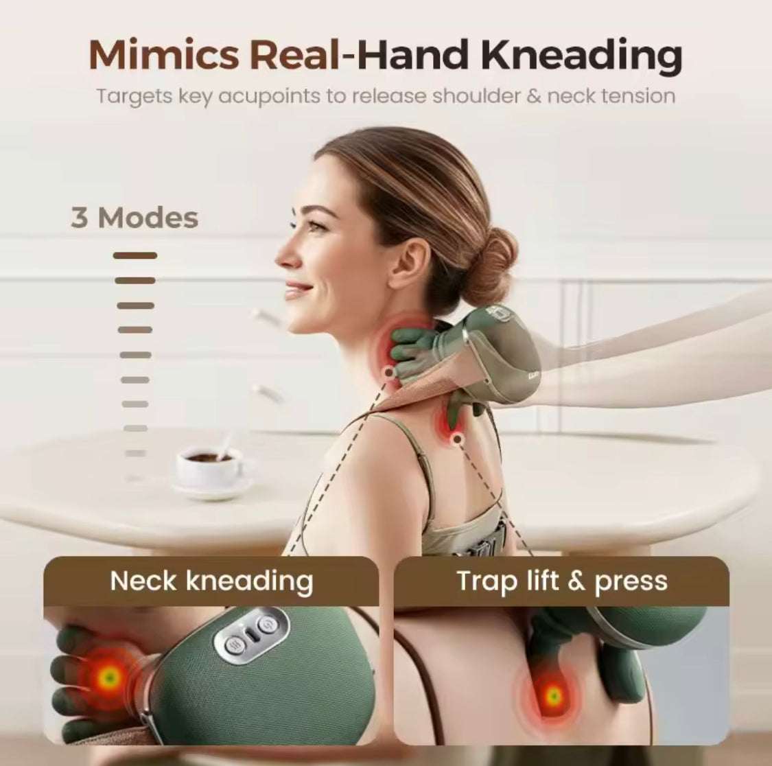 Heated Pillow Neck And Back Massager, Bionic Neck Shoulder Massager