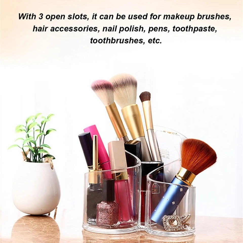 Transparent 3 Grid Makeup Brush Holder