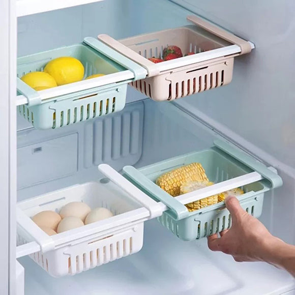 Pack of 3 Adjustable Fridge Storage Basket Food Organizer