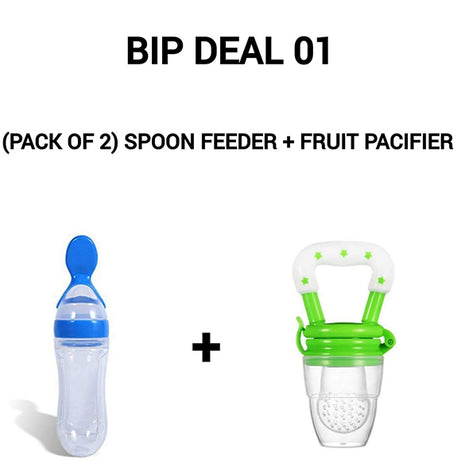 BIP DEAL 01 (Pack of 2) Spoon Feeder + Fruit Pacifier