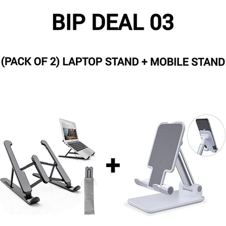 BIP DEAL 03 (Pack of 2) Laptop Stand + Mobile Stand