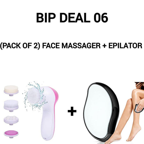 BIP DEAL 06 (Pack of 2) Face Massager + Epilator