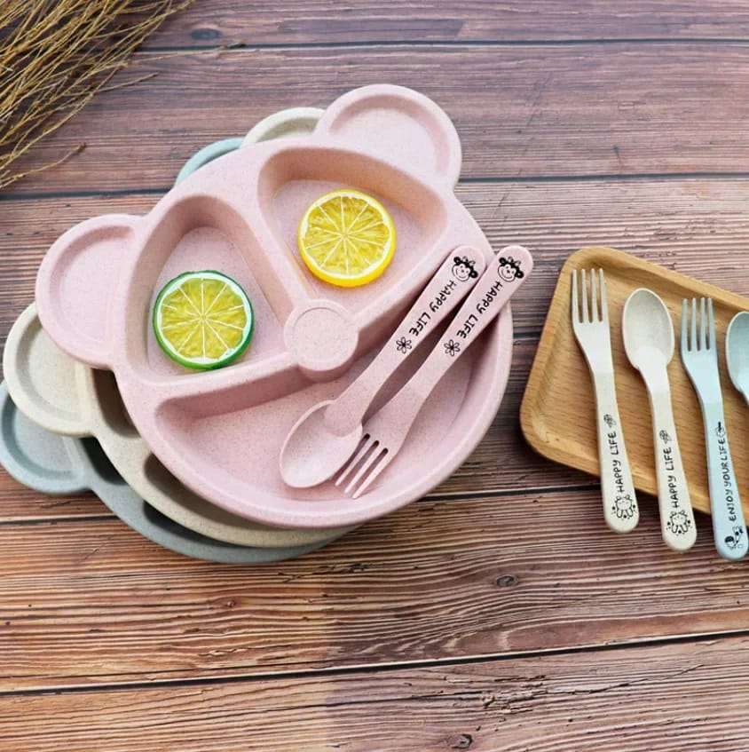 Cartoon Bear Shape Baby 5pcs Plate Set