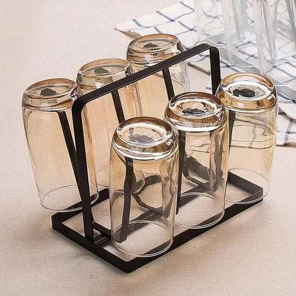Iron Glass Stand 6 Hooks