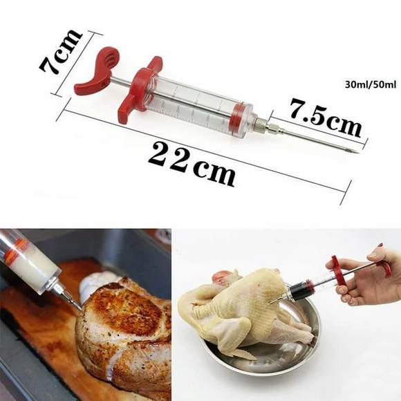 Marinade Injector Syringe With Needle