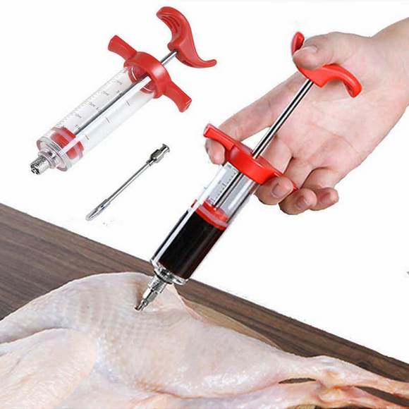 Marinade Injector Syringe With Needle