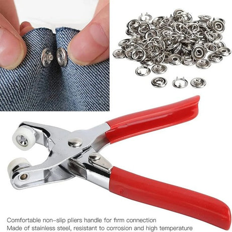 Metal Snap Button Set With Hand Pressure Plier