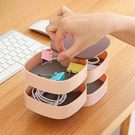 Multi Layer Rotating Jewelry Box With Mirror