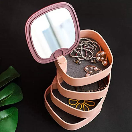 Multi Layer Rotating Jewelry Box With Mirror