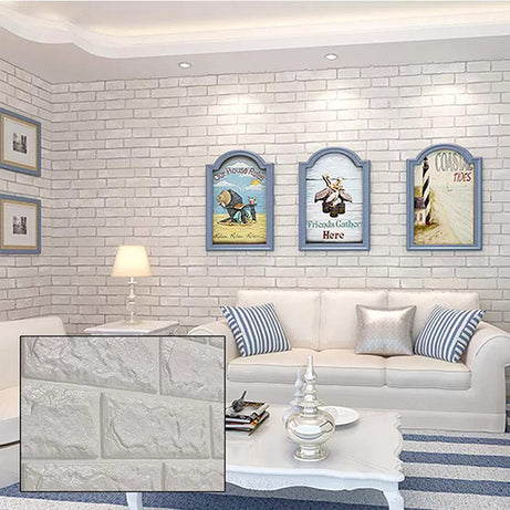 Pack of 4 PVC 3D Moistureproof Background Wall Brick Sheet (70×77 Cm)