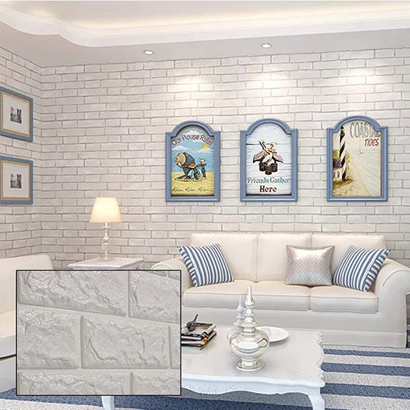 Pack of 4 PVC 3D Moistureproof Background Wall Brick Sheet (70×77 Cm)