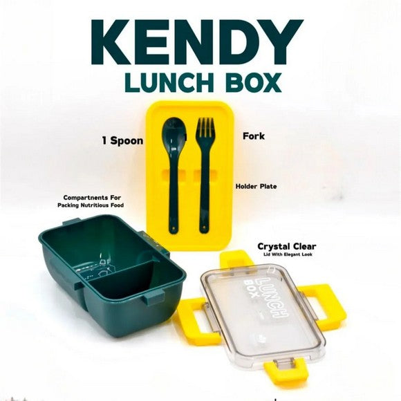 Portable Rectangle Lunch Box With Spoon And Fork