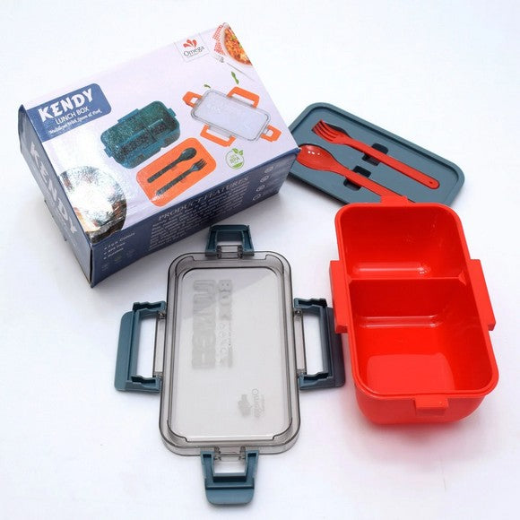 Portable Rectangle Lunch Box With Spoon And Fork