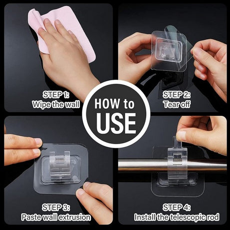 (Pack of 6) Self Adhesive Curtain Rod Hooks