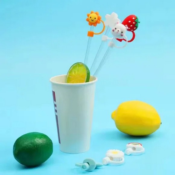 Set Of 2 Silicone Tumbler Straw Topper