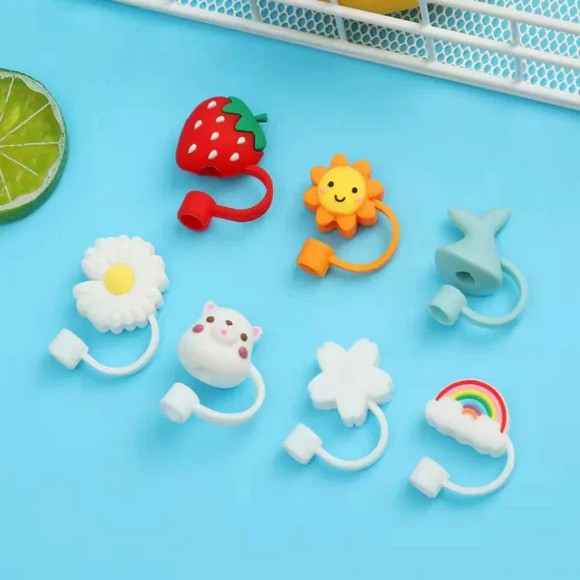 Set Of 2 Silicone Tumbler Straw Topper