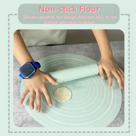 Silicone Food Grade Non-Stick Dough Mat & Roller Pin Set