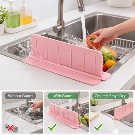Silicone Splash Guard With Soap Holder, Sink Splash Guard With Drainer