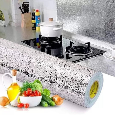 (Pack Of 3) Silver Aluminium Kitchen Self Adhesive Sheet 60*200cm