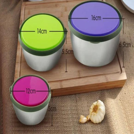 Stainless Steel 3 Pcs Food Storage Box Airtight