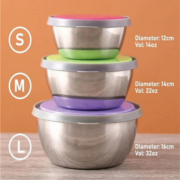 Stainless Steel 3 Pcs Food Storage Box Airtight