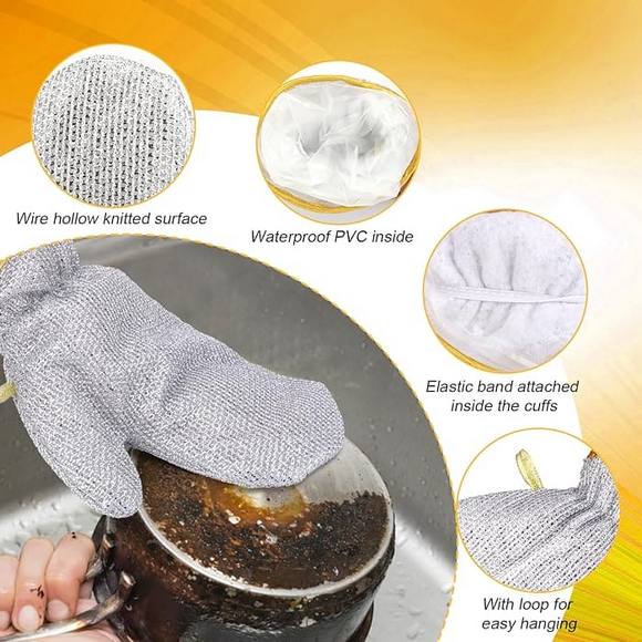 Steel Wire Dish Cleaning Gloves (Pair)