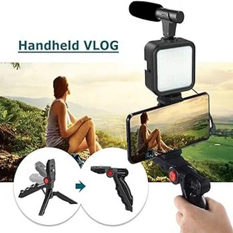 Video Vlogging Kits with Microphone LED Fill Light & Mini Tripod