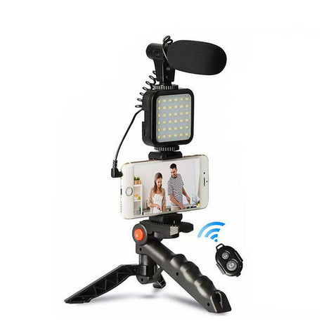 Video Vlogging Kits with Microphone LED Fill Light & Mini Tripod